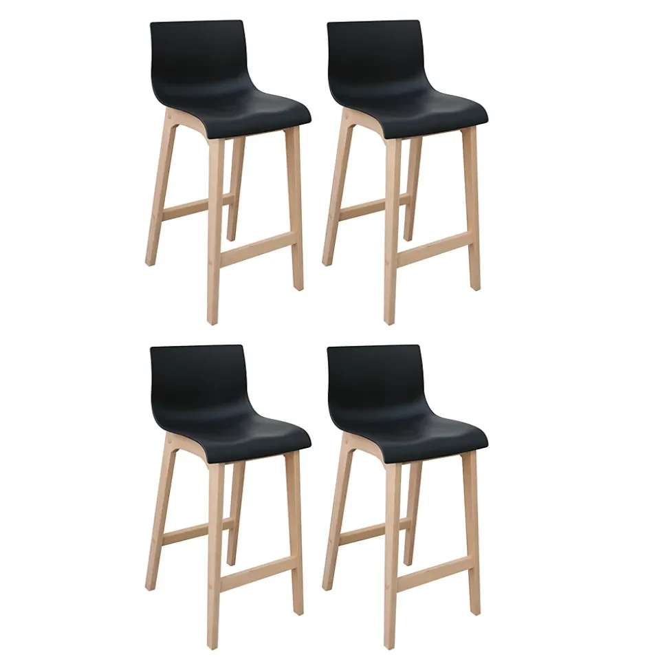 Tabouret en plastique noir et pieds en bois Homesight Tanna 75 cm vendu par 4 pièces