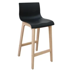 Tabouret en plastique noir et pieds en bois Homesight Tanna 75 cm vendu par 4 pièces