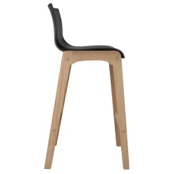 Tabouret en plastique noir et pieds en bois Homesight Tanna 75 cm vendu par 4 pièces