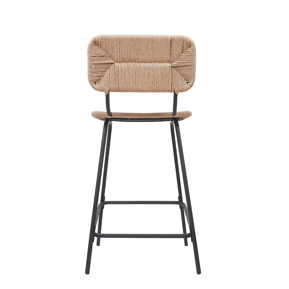Tabouret en style rotin beige et pied en métal Homesight Nema vendu par 2