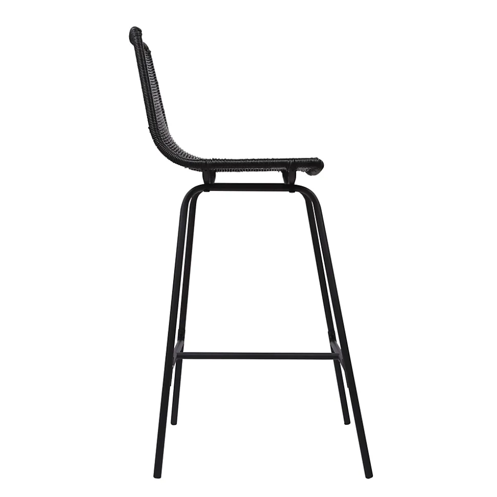 Tabouret en style rotin noir et pied en métal Homesight Kuta vendu par 2