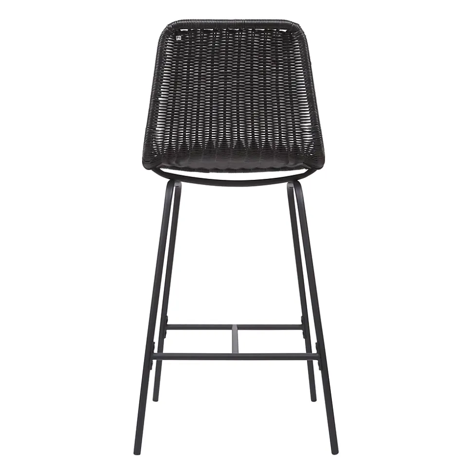 Tabouret en style rotin noir et pied en métal Homesight Kuta vendu par 2