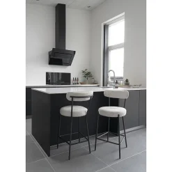 Tabouret Haut Badalona, Blanc, Polyester, 46x39x90 cm, Seven Design