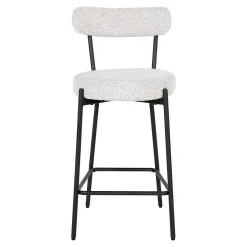 Tabouret Haut Badalona, Blanc, Polyester, 46x39x90 cm, Seven Design