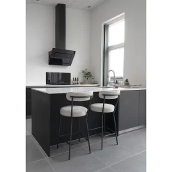 Tabouret Haut Badalona, Blanc, Polyester, 46x39x90 cm, Seven Design