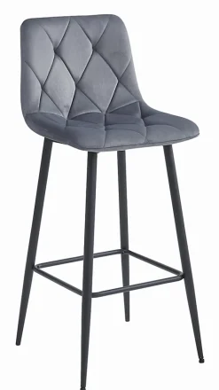 Tabouret Valora KODA, velours gris foncé, pieds noirs (x2)