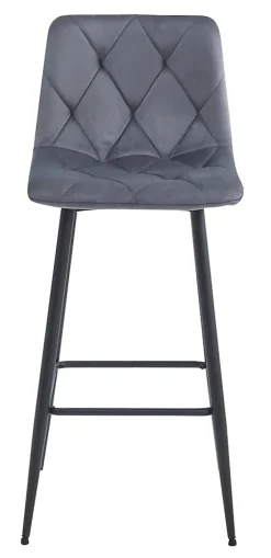 Tabouret Valora KODA, velours gris foncé, pieds noirs (x2)