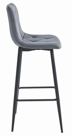 Tabouret Valora KODA, velours gris foncé, pieds noirs (x2)