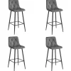 Tabouret Valora KODA, velours gris foncé, pieds noirs x4