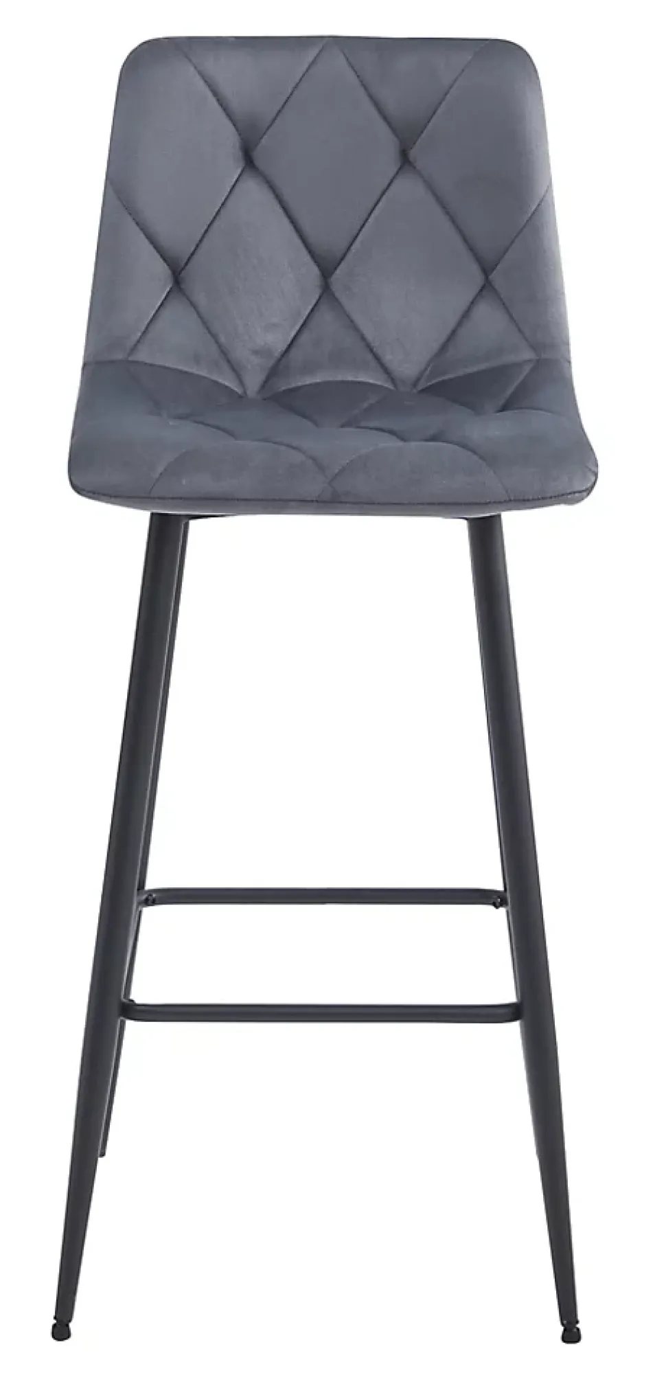 Tabouret Valora KODA, velours gris foncé, pieds noirs x4