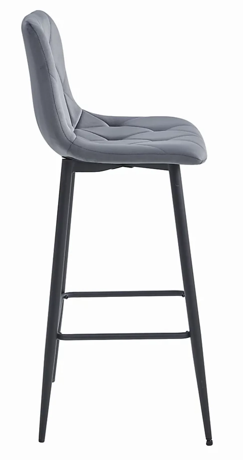 Tabouret Valora KODA, velours gris foncé, pieds noirs x4