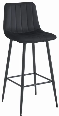 Tabouret Valora POZZA en velours noir, design ergonomique pour la cuisine (x2)
