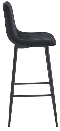 Tabouret Valora POZZA en velours noir, design ergonomique pour la cuisine (x2)