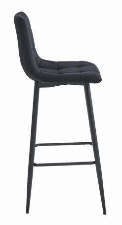Tabourets de bar Valora TEOTO en velours noir avec pieds en acier noir (x2)
