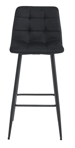 Tabourets de bar Valora TEOTO en velours noir avec pieds en acier noir (x2)