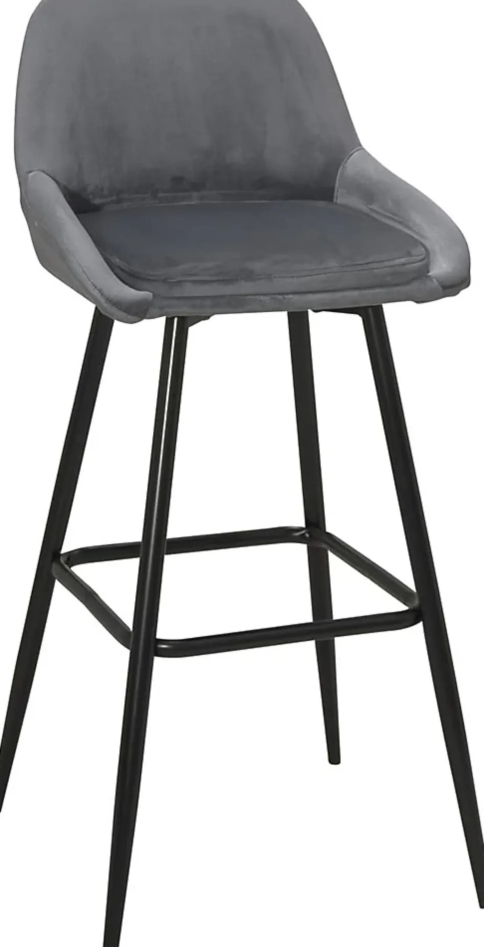 Tabourets de bar velours, lot de 2, pieds métal noir, hauteur d'assise 68 cm, mira (gris)