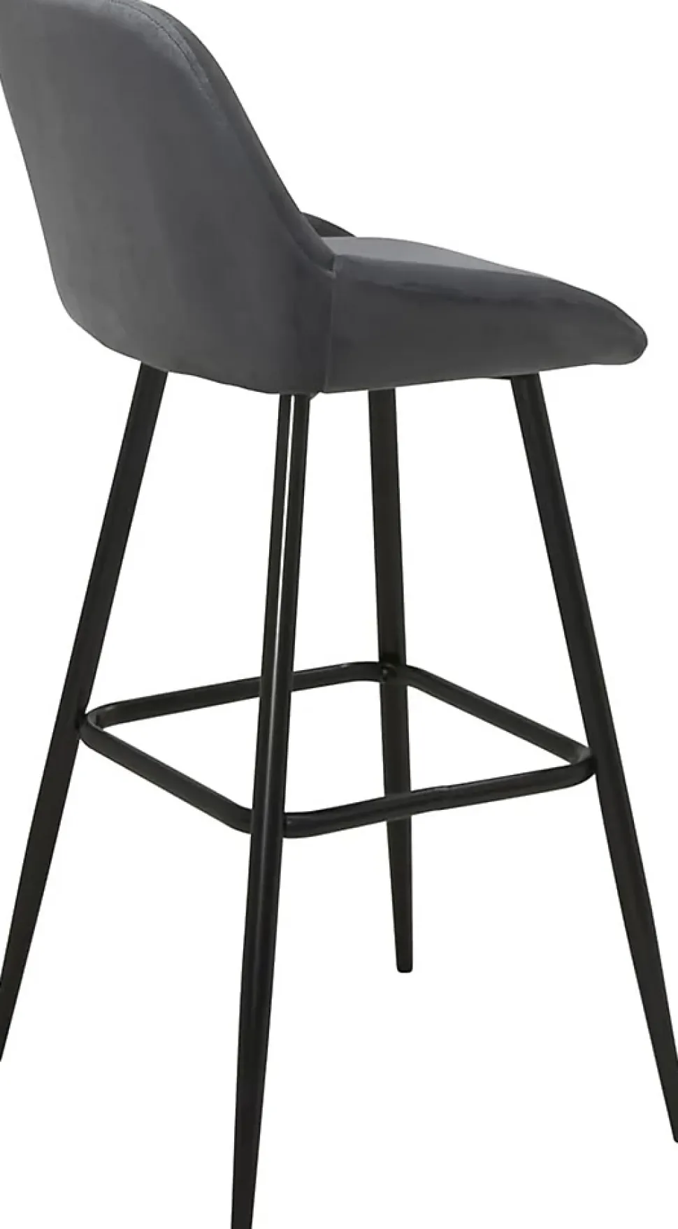 Tabourets de bar velours, lot de 2, pieds métal noir, hauteur d'assise 68 cm, mira (gris)