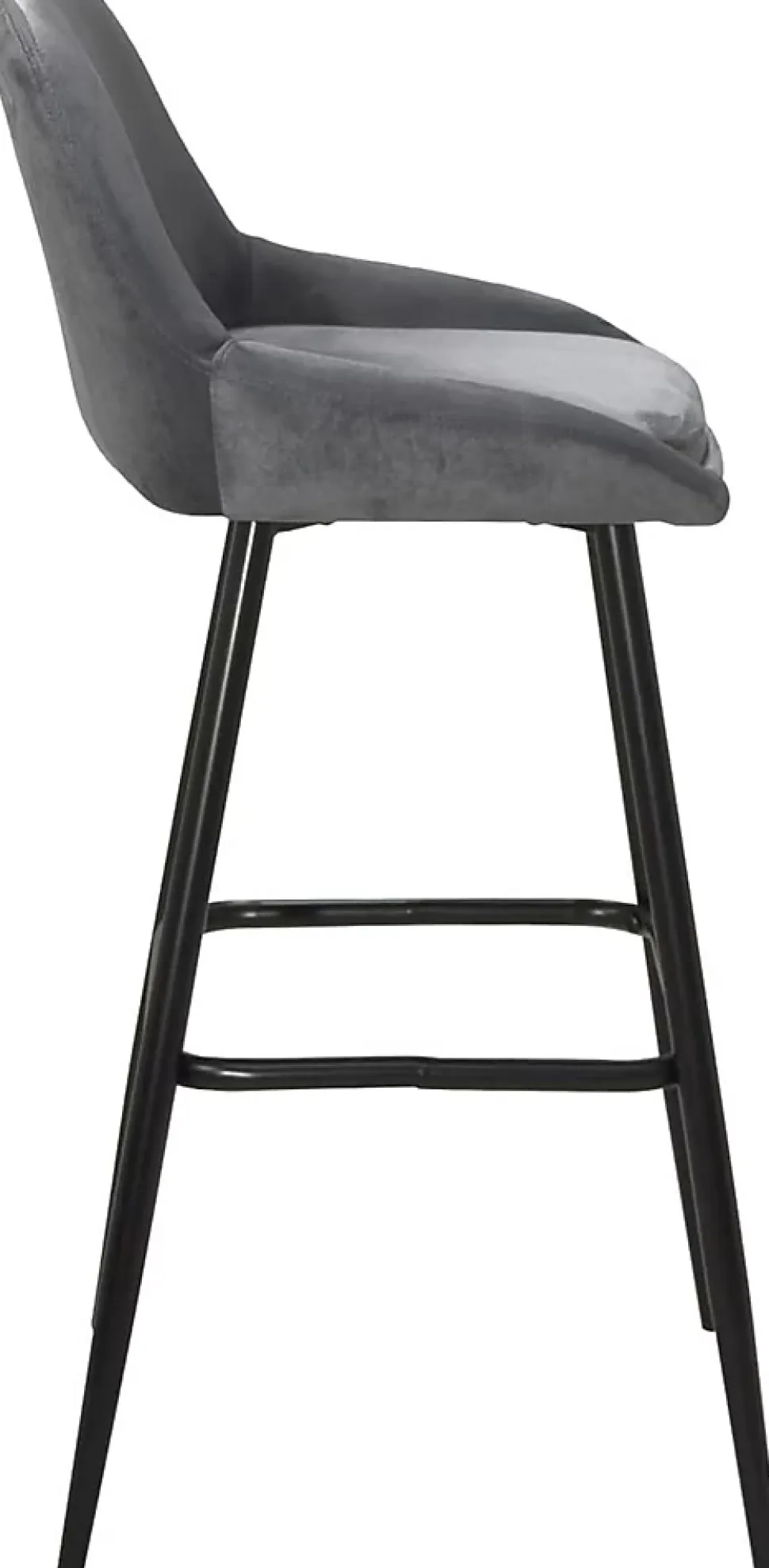 Tabourets de bar velours, lot de 2, pieds métal noir, hauteur d'assise 68 cm, mira (gris)