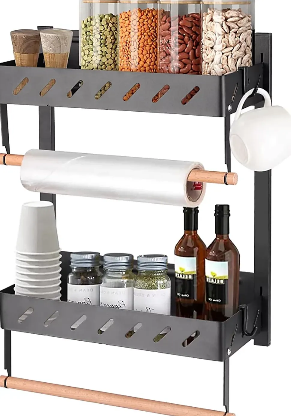 Étagère à Épices à 4 Niveaux pour Réfrigérateur noir