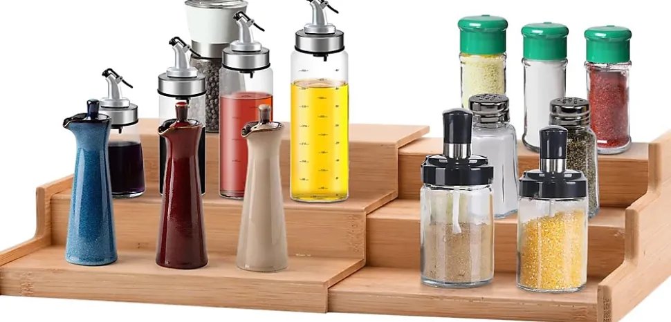 étagère à épices Extensible à 3 Niveaux bois