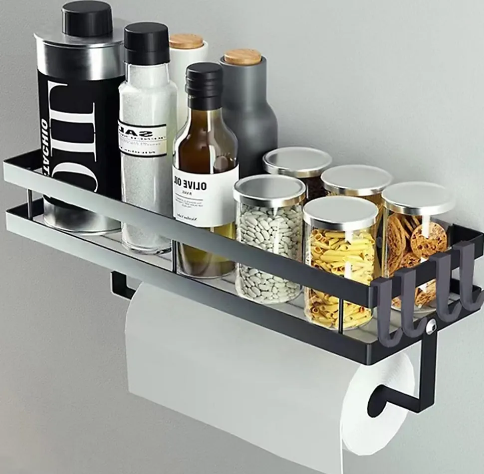 Étagère à épices mural de cuisine sans perçage en acier inoxydable