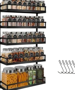 Étagère à épices murale à 5 niveaux réglables en hauteur noir