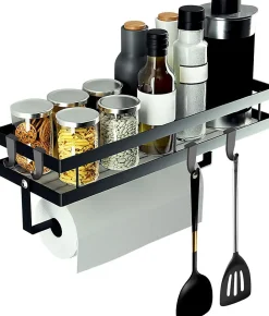Étagère à Épices Murale Adhésif Sans Perçage avec Crochet