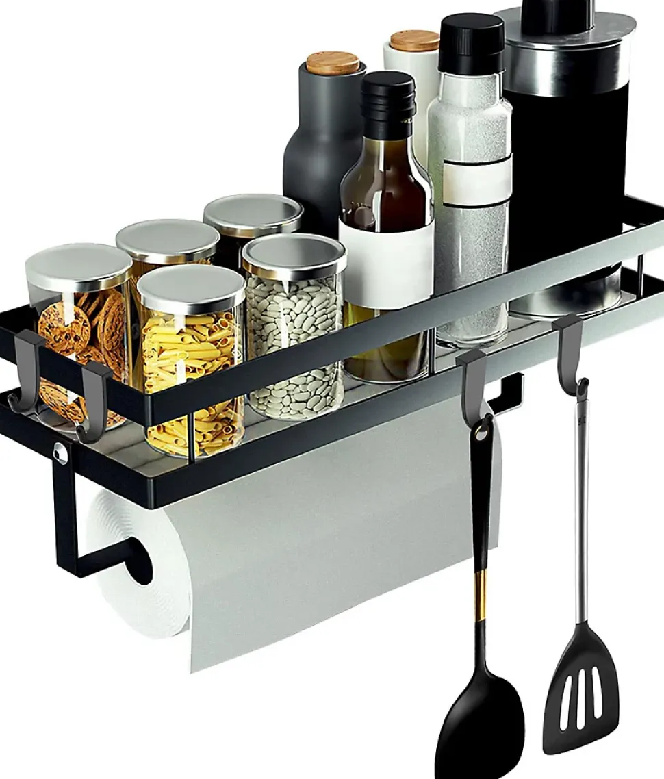 Étagère à Épices Murale Adhésif Sans Perçage avec Crochet