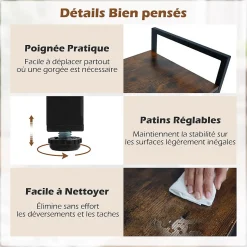 Étagère à Vin avec Casier à Vin 21 Bouteilles, 2 Porte-Verres pour 6 Verres, pour Salle à Manger, Cave, 93x38x102cm (Marron)