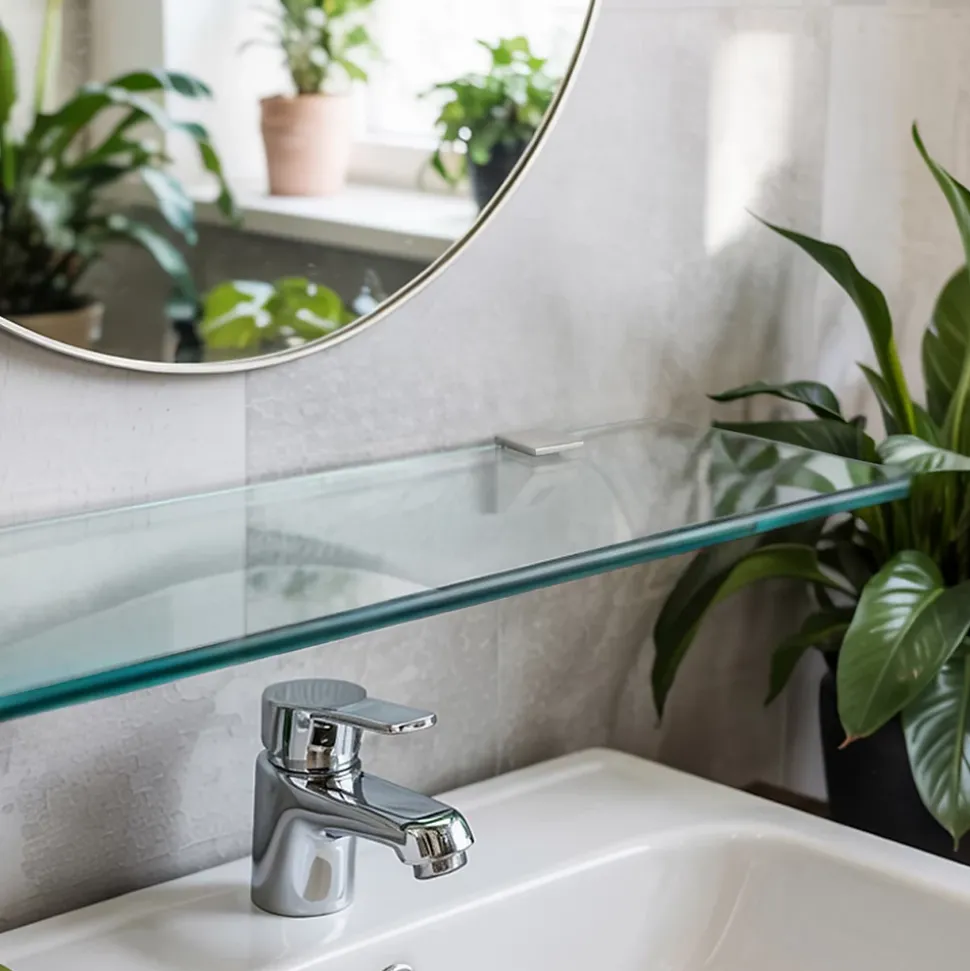 Étagère Murale en Verre Tulup 45x13 cm Pour Cuisine 6mm Avec Supports