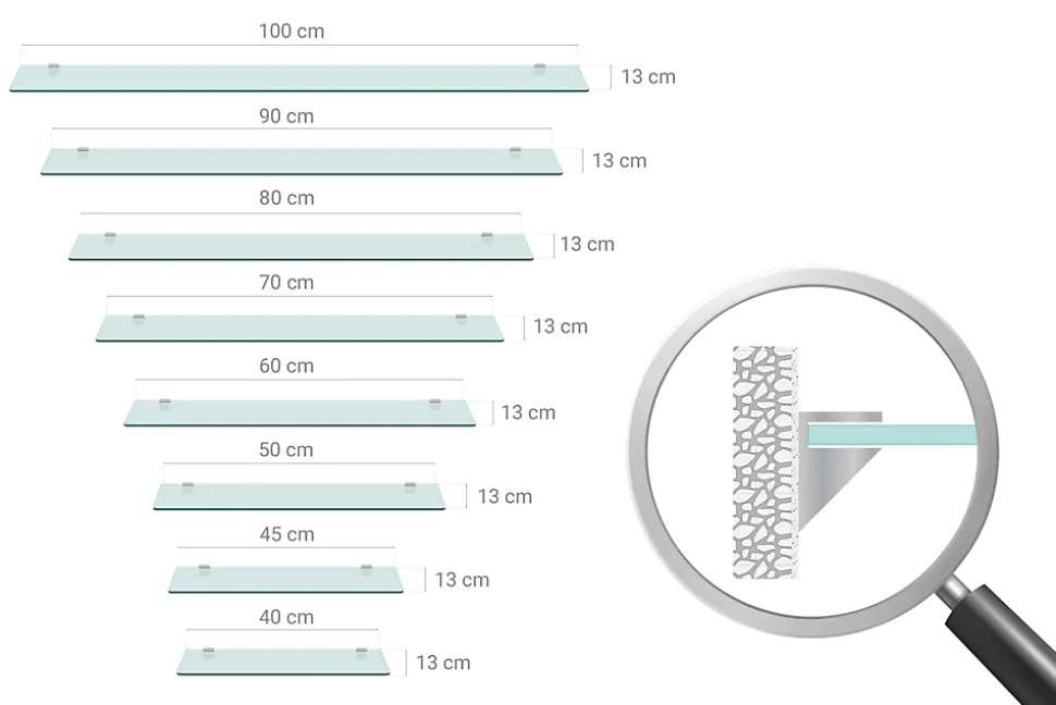 Étagère Murale en Verre Tulup 80x13 cm Flottante Pour Salon