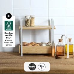 Étagère Ordera 2 niveaux avec bac de rangement en bambou - Beige- 5five