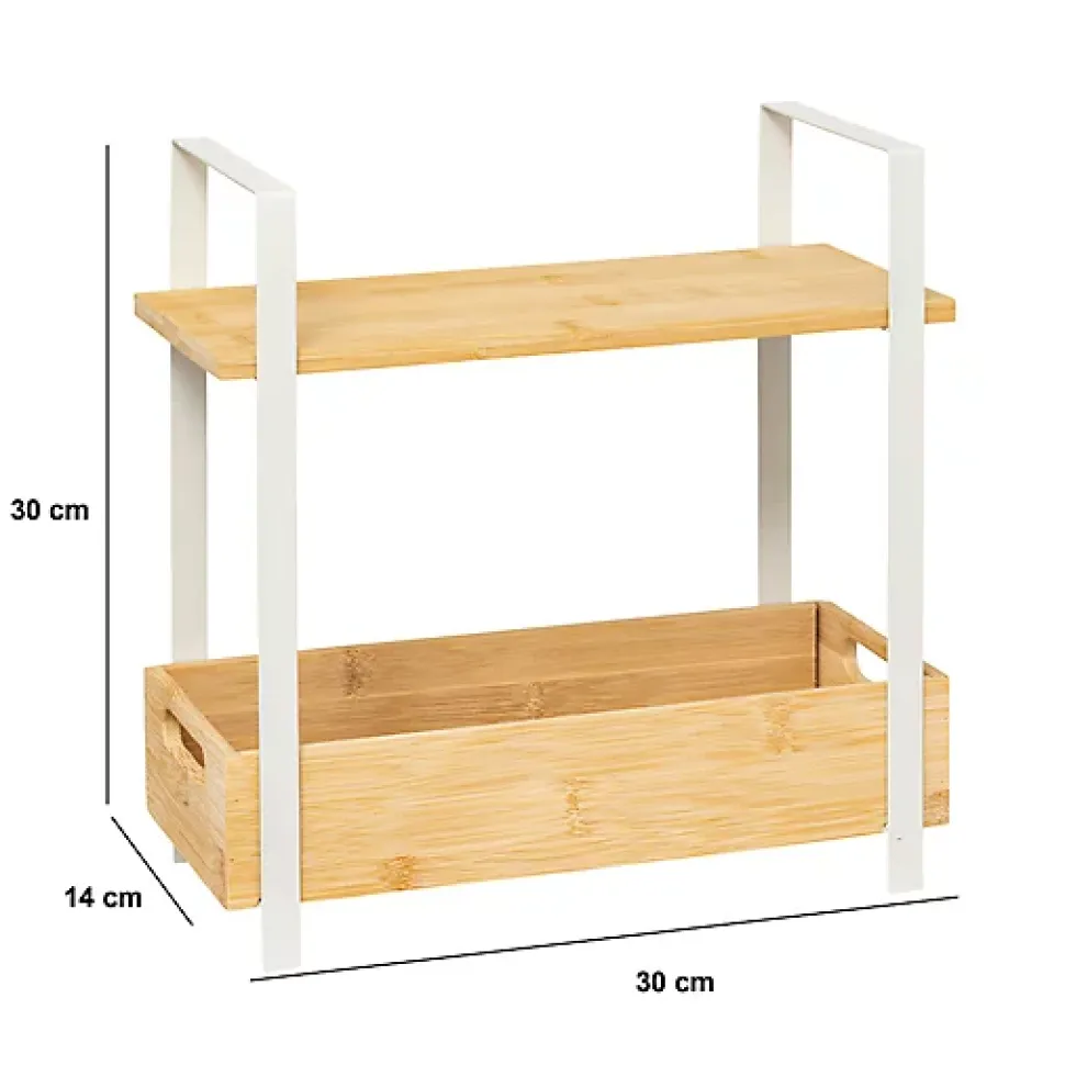 Étagère Ordera 2 niveaux avec bac de rangement en bambou - Beige- 5five