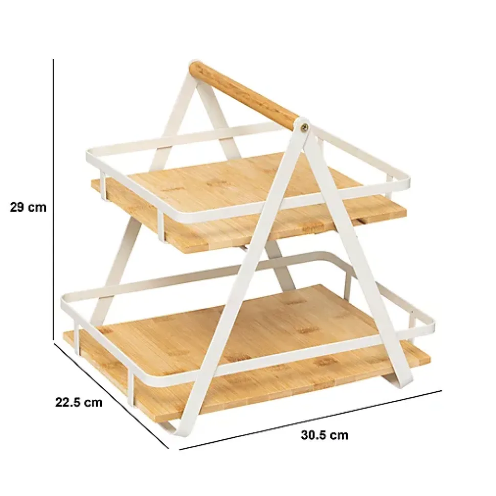 Étagère Ordera 2 niveaux avec anse en bambou - Beige- 5five