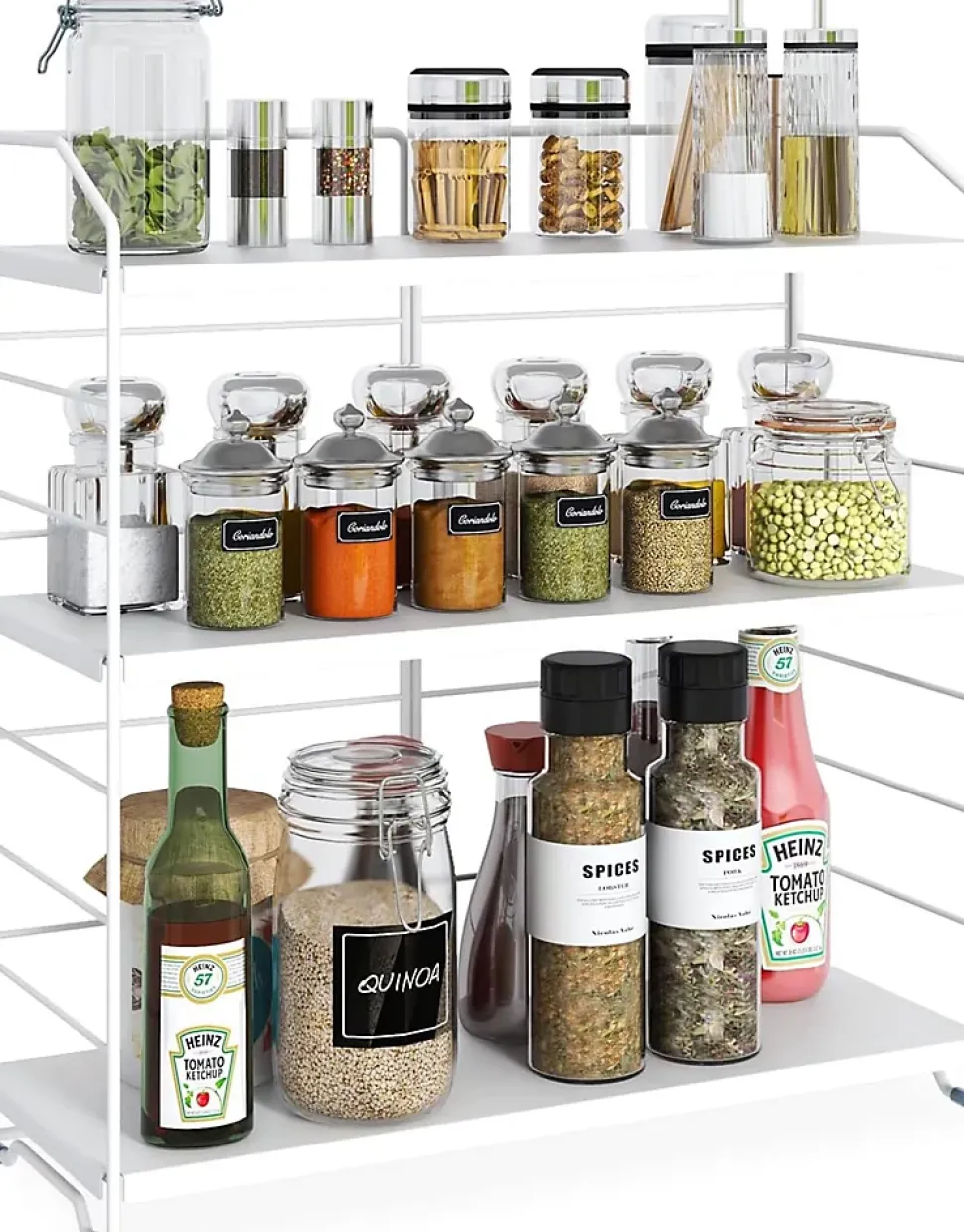 Étagères à Épices à 3 Niveaux blanc