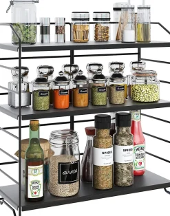 Étagères à Épices à 3 Niveaux noir
