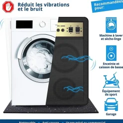 Tapis Anti-Vibration en caoutchouc recyclé Épaisseur 20 mm, 60 x 60 cm - Floordirekt