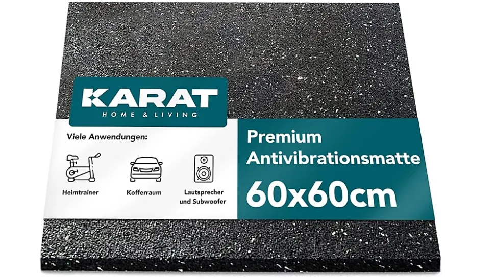 Tapis Anti-Vibration en caoutchouc recyclé Épaisseur 20 mm, 60 x 60 cm - Floordirekt