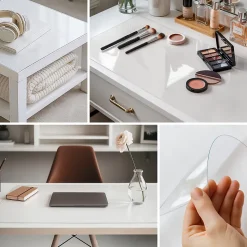 Tapis de table transparent Wallfluent 120x60 cm Verre souple pour plan de travail table et sol 1 pcs