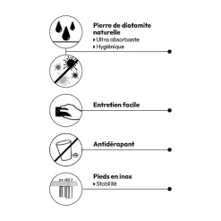 Tapis en diatomite gris 28x11cm - Gris- 5five