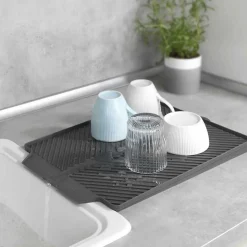 Tapis égouttoir à vaisselle LINEA gris