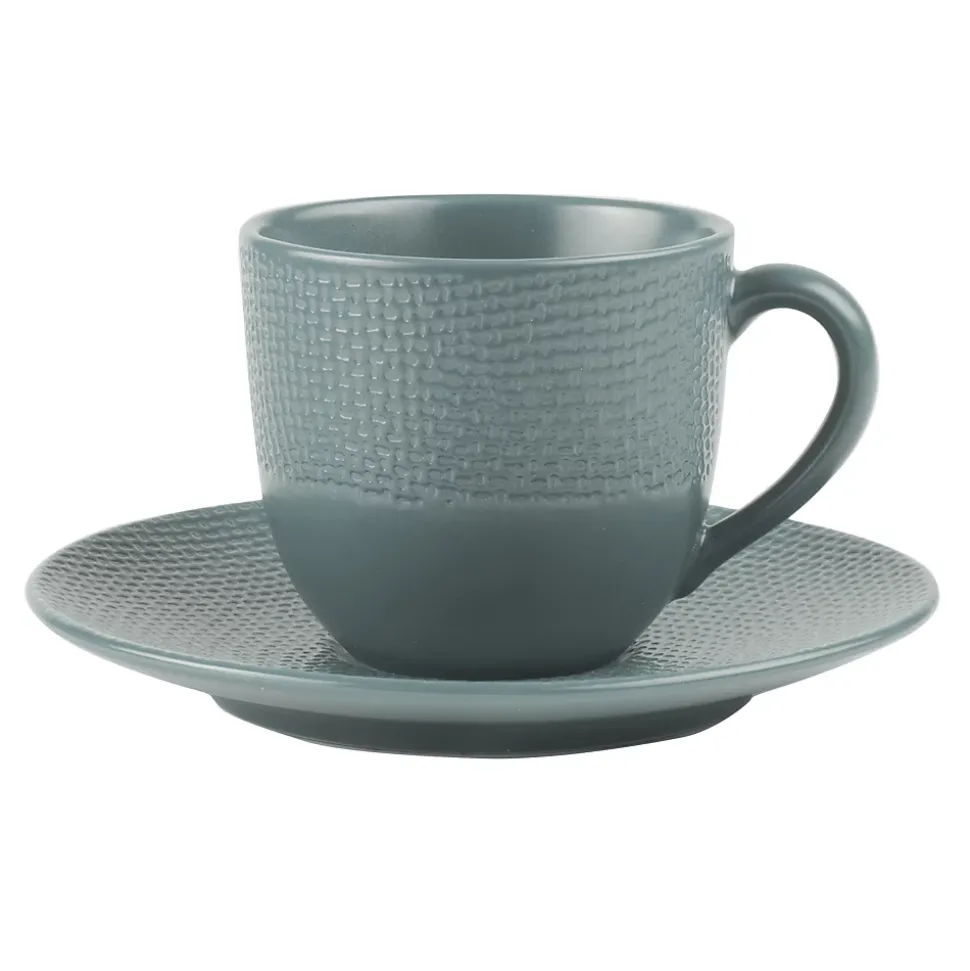 Tasse à café et sous-tasse Vésuvio bleu 12 cl (lot de 6)