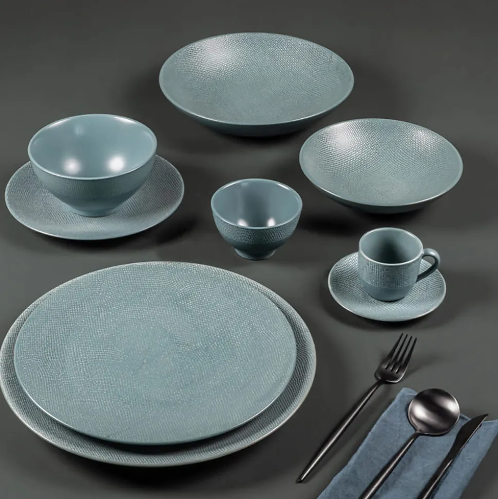 Tasse à café et sous-tasse Vésuvio bleu 12 cl (lot de 6)