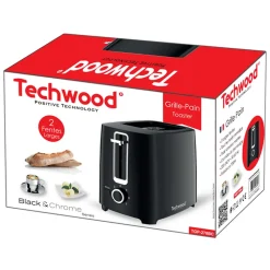 Techwood Grille-pain TGP-278BC doté de 2 larges fantes - 700W - Tiroir ramasse-miettes, Contrôle du brunissage réglable