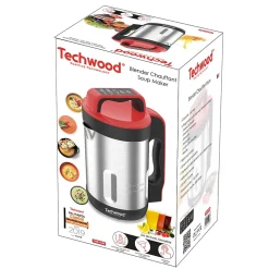 Techwood TSM-1655 Blender Chauffant Capacite 1.6L Soupe Veloute Compote Maintien au Chaud 1000W Inox Coloris Rouge