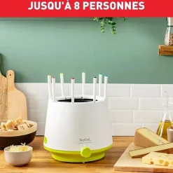 TEFAL Appareil à fondue, 8 personnes, Paroie isolante, Caquelon antiadhésif, Thermostat réglable, Fabriqué en France EF260312