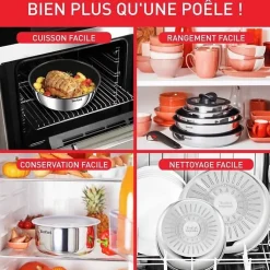 Tefal Batterie Cuisine 10 Pieces Acier Inox Titanium Induction