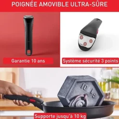 Tefal Batterie Cuisine 10 Pieces Acier Inox Titanium Induction