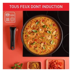 TEFAL INGENIO Batterie de cuisine 13 pcs, Induction, Acier inoxydable, Revetement antiadhésif durable, Emotion On L897DS04