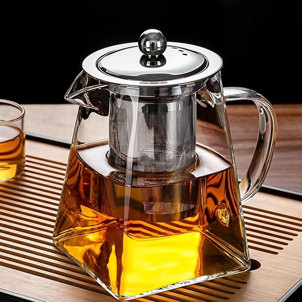 Théière en verre 750ml avec infuseur en acier inoxydable